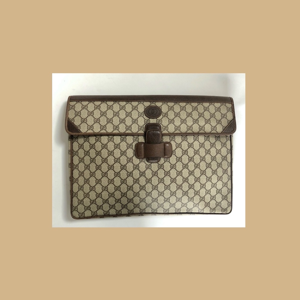 AUTH Vintage Gucci Brown Document Holder